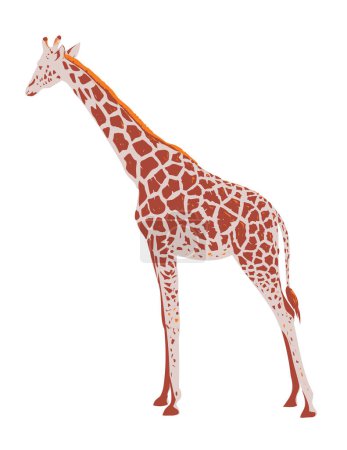 Téléchargez les illustrations : Affiche art déco ou WPA d'une girafe ou Giraffa camelopardalis vue de côté sur fond blanc isolé réalisée dans un style d'administration de projet de travaux - en licence libre de droit