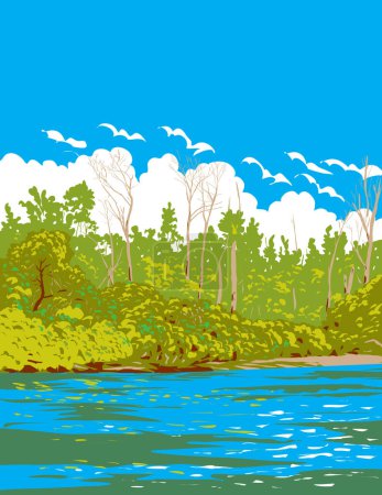 Foto de Arte del cartel del WPA de Toronto Islands Park en Lake Ontario, al sur de Toronto continental, Ontario, Canadá hecho en la administración de proyectos de obras o estilo de proyecto de arte federal. - Imagen libre de derechos