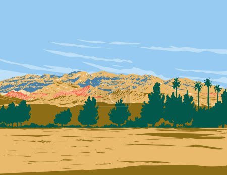 Ilustración de Arte del cartel del WPA de las Montañas de Primavera dentro del Área Recreativa Nacional de las Montañas de Primavera en Las Vegas, Nevada, Estados Unidos - Imagen libre de derechos
