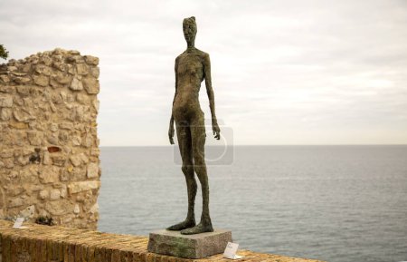 Photo for ANTIBES, FRANCE - JANUARY 6, 2023: Statues on the wall outside Picasso Museum of Antibes, France - Royalty Free Image