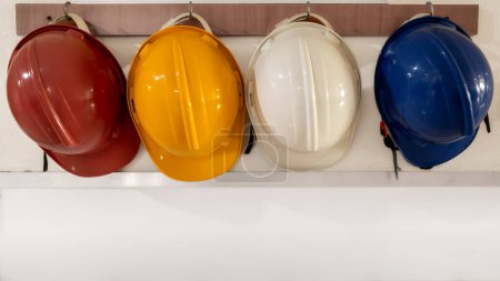 Photo for Safety helmets differentiated by color at hospital - Royalty Free Image