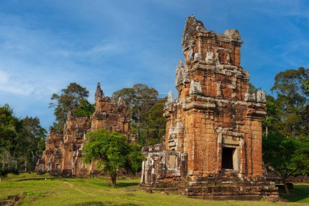 Towers of Prasat Suor Prat temple in the Angkor Thom complex, old capital of the Khmer Empire, Siem Reap province, Cambodia.