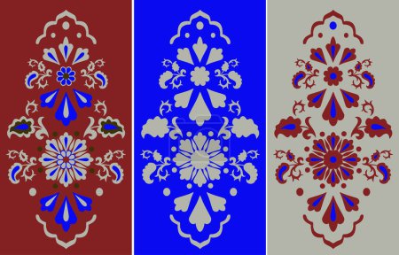 Illustration for Traditional Crimean Tatar ornamental motif   "Tree of Life". Set of 3 color options - Royalty Free Image