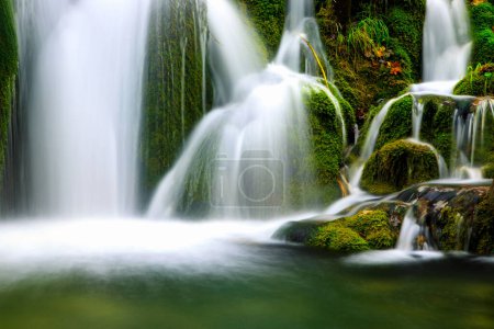 Téléchargez les photos : Waterfall in the forest in Plitvice National Park - en image libre de droit
