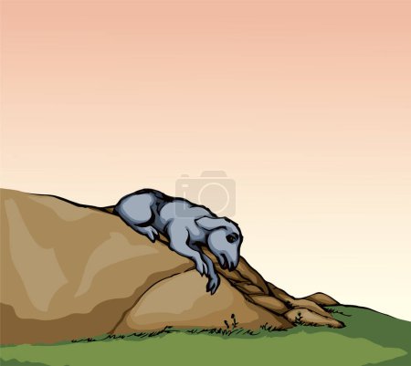 Illustration for Vector drawing. The sheep got lost in the field - Royalty Free Image