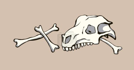 Illustration for Closeup big white limb goat pet leg eat part antique retro age bull hip hunt nature element. Line hand drawn old die ram roe cow sheep body fibula joint dog wolf food meal icon sign sketch art cartoon - Royalty Free Image