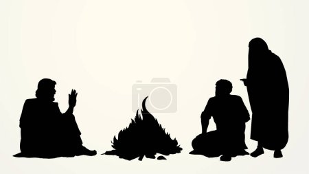 Vector drawing. Man sitting on the ground