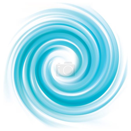 Vibrant tiffany gyre helix rotary vertigo curvy twister moving spray bend eddy surface. Volute torsion gyration flow cool ice shiny pure bright celeste color with space for text in curl center