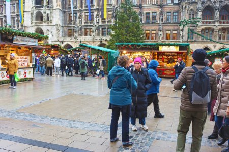 Photo for Munich, Germany - December 20, 2023: Unidentified people on the Christmas market on Marienplatz - Royalty Free Image