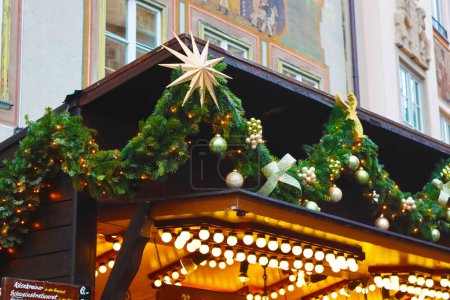 Photo for Christmas decoration on the Christmas market on Marienplatz, MUnich, Germany - Royalty Free Image