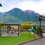 Busteni, Romania - October 13, 2023: Beautiful restaurant on the site of Cantacuzino Castle