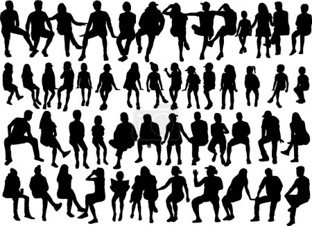 Illustration for Black silhouettes of a people sitting - Royalty Free Image