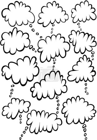 Téléchargez les photos : Ensemble de gribouillis, dessinés à la main, illustration de nuages, éléments vectoriels. - en image libre de droit