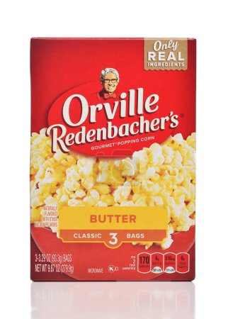 Photo for IRVINE, CALIFORNIA - 14 JULY 2023: A box of Orville Redenbachers Classic Microwave Popcorn with butter. - Royalty Free Image
