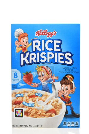 Photo for IRVINE, CALIFORNIA - 17 NOV 2023: A box of Rice Krispies breakfast cereal form Kellogg. - Royalty Free Image