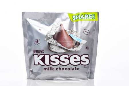Photo for IRIVNE, CALIFORNIA - 21 MAR 2024: A package of Hershey Kisses Milk Chocolate Candy. - Royalty Free Image