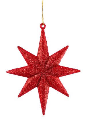 Photo for Christmas tree red star, holiday ornament decoration - Royalty Free Image