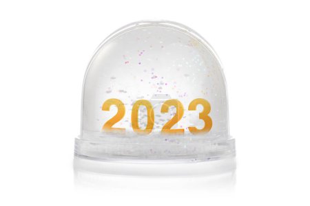 Photo for Paperweight with glitter isolated on white. Happy new year 2023 concept - Royalty Free Image