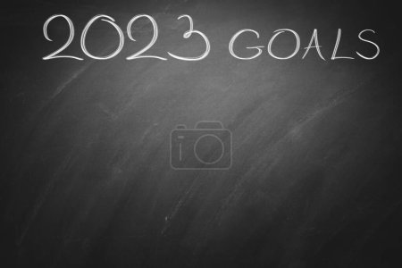 Photo for 2023 Goals on black board. Chalkboard. To do list, plans and ideas for the new year - Royalty Free Image