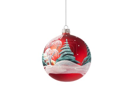 Foto de Bola de árbol de Navidad aislada sobre fondo blanco. Bola de Navidad roja decoración. - Imagen libre de derechos