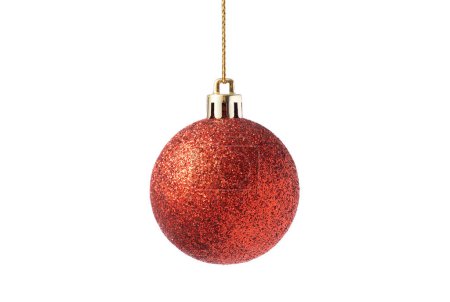 Photo for Red Christmas tree ball isolated on white background. Christmas bauble decoration. - Royalty Free Image