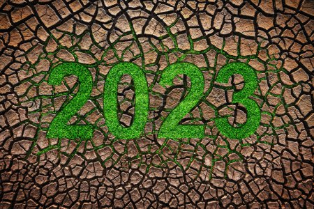 Téléchargez les photos : Cracked Earth Pattern Texture, 2023 Happy new year background - en image libre de droit