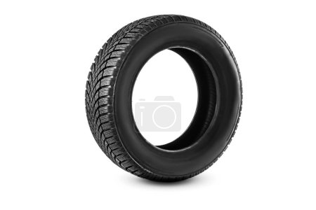 Photo for Winter Car tire for snow isolated on white background with copy space for text.  New automobile tyre. - Royalty Free Image