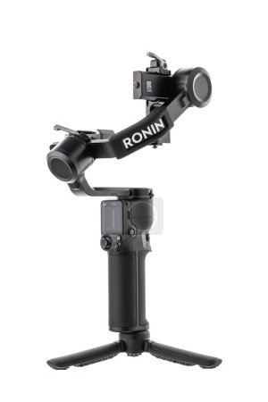 Photo for Varna, Bulgaria - February 17 ,2023: DJI Ronin 3 mini is Three-Axis Motorized Gimbal Stabilizer for DSLR or Mirrorless Cameras manufactured by DJI company ,isolated on white. - Royalty Free Image