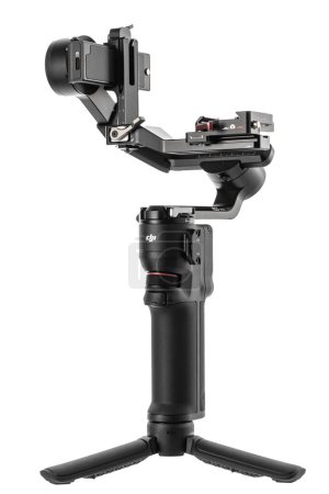 Photo for Varna, Bulgaria - February 17 ,2023: DJI Ronin 3 mini is Three-Axis Motorized Gimbal Stabilizer for DSLR or Mirrorless Cameras manufactured by DJI company ,isolated on white. - Royalty Free Image