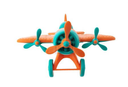 Téléchargez les photos : Color plastic airplane toy for kids isolated on white background - en image libre de droit