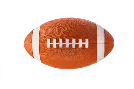 Foto de Bola de rugby, bola elipsoidal utilizada para el fútbol de rugby aislado sobre fondo blanco - Imagen libre de derechos