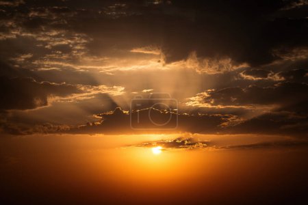 Photo for Cloudscape and dramatic orange sky, sunset shot - Royalty Free Image