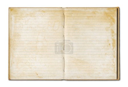 Vintage Blank Open Notizbuch isoliert auf weiß