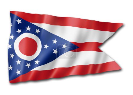 Téléchargez les photos : Drapeau Ohio, États-Unis agitant la collection de bannières. Illustration 3D - en image libre de droit