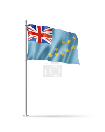 Téléchargez les photos : Drapeau Tuvalu, illustration 3D, isolé sur blanc - en image libre de droit
