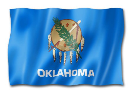 Téléchargez les photos : Drapeau de l'Oklahoma, États-Unis agitant la collection de bannières. Illustration 3D - en image libre de droit