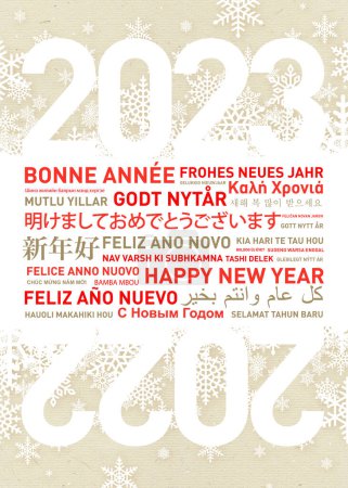 Téléchargez les photos : Bonne année carte dans différentes langues du monde. 2023 - en image libre de droit
