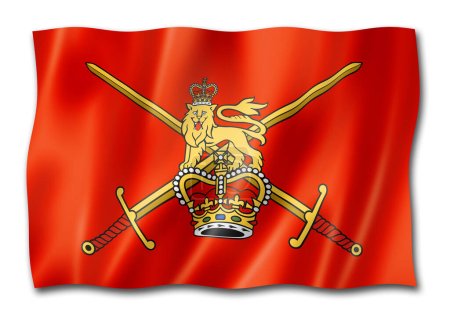 Foto de Bandera del Ejército Británico, Reino Unido ondeando la colección de banners. Ilustración 3D - Imagen libre de derechos