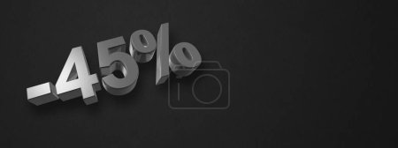 Photo for 45% off discount. Offer sale. 3D illustration isolated on black. Horizontal banner - Royalty Free Image