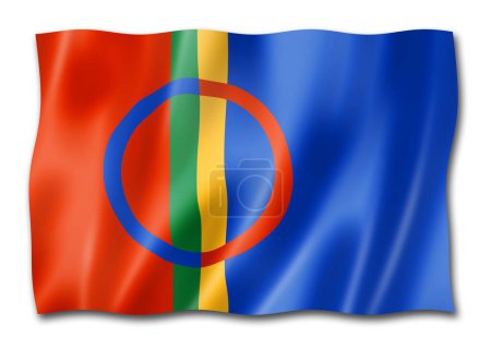 Téléchargez les photos : Drapeau ethnique sâme, Laponie. Illustration 3D - en image libre de droit
