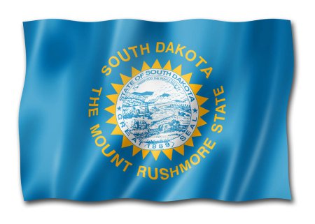 Téléchargez les photos : Drapeau du Dakota du Sud, États-Unis agitant la collection de bannières. Illustration 3D - en image libre de droit