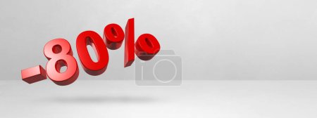 Photo for 80% off discount. Offer sale. 3D illustration isolated on white. Horizontal banner - Royalty Free Image