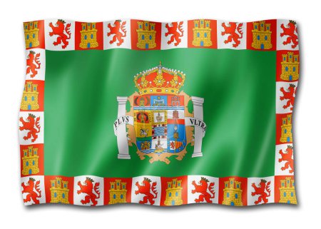Photo for Cadiz province flag, Spain waving banner collection. 3D illustration - Royalty Free Image