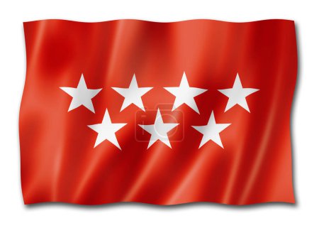 Foto de Bandera de la provincia de Madrid, España ondeando la colección de banners. Ilustración 3D - Imagen libre de derechos