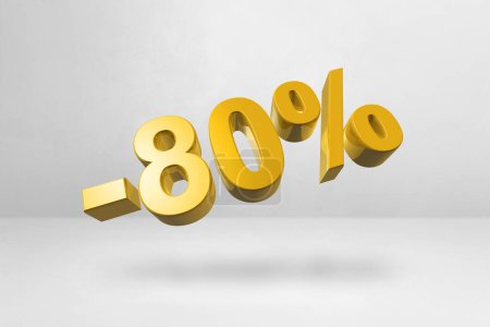 Photo for 80% off discount. Offer sale. 3D illustration isolated on white. Promotional price rate. Gold number - Royalty Free Image
