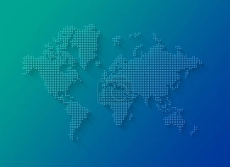 Photo for Illustration of a world map made of dots isolated on a blue background - Royalty Free Image
