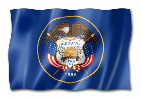 Foto de Bandera de Utah, Estados Unidos ondeando la colección de pancartas. Ilustración 3D - Imagen libre de derechos