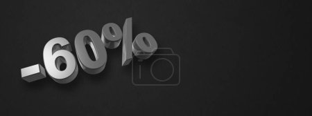 Téléchargez les photos : 60% off discount. Offer sale. 3D illustration isolated on black. Horizontal banner - en image libre de droit
