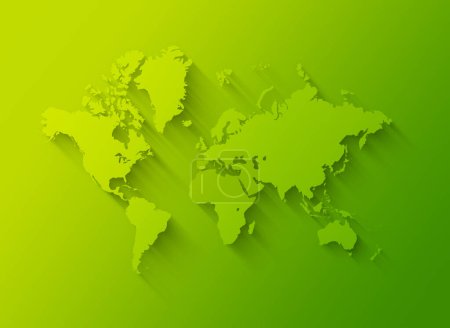 Téléchargez les photos : Illustration de carte du monde isolée sur fond vert - en image libre de droit