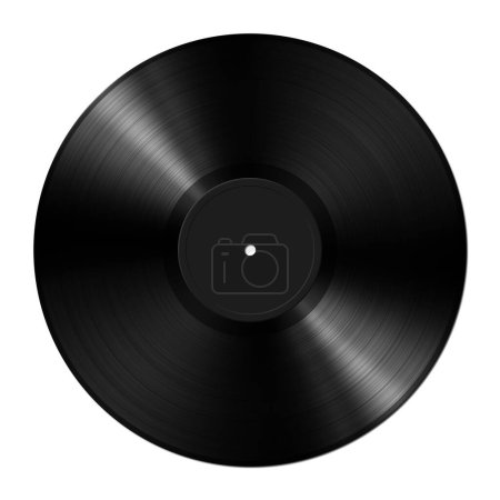 Schwarze Schallplatte isoliert auf weißem Hintergrund. 3D-Illustration